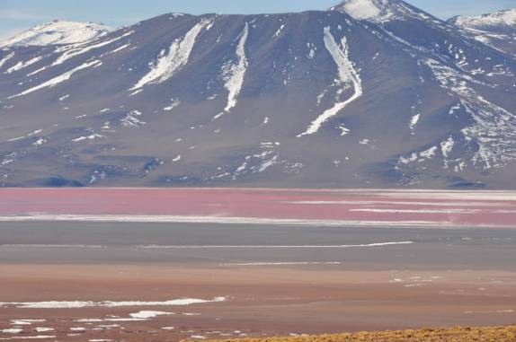 Chegando à fantástica Laguna Colorada, no sudoeste da Bolívia